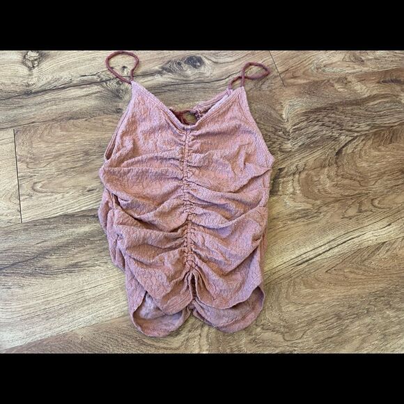 Free People pink/red cinched tank top. - Picture 1 of 4